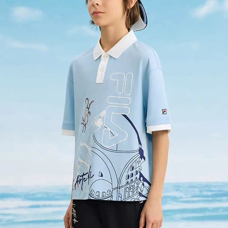 Поло светлый ocean blue для подростков FILA KIDS, синий — фото 4
