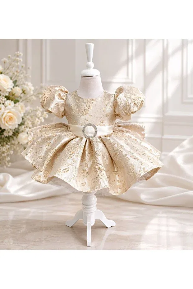 Детское платье для девочек с пышной юбкой Gold Brocade Fluffy Atelier Des Reves, Gold