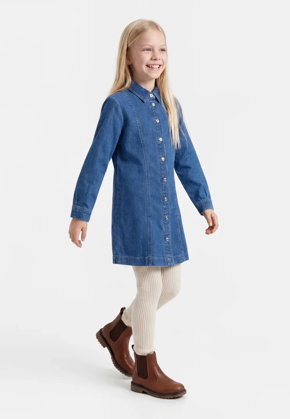 Платье-Трапеция Kogfenja - джинсовое платье Only Girls, Medium Blue Denim