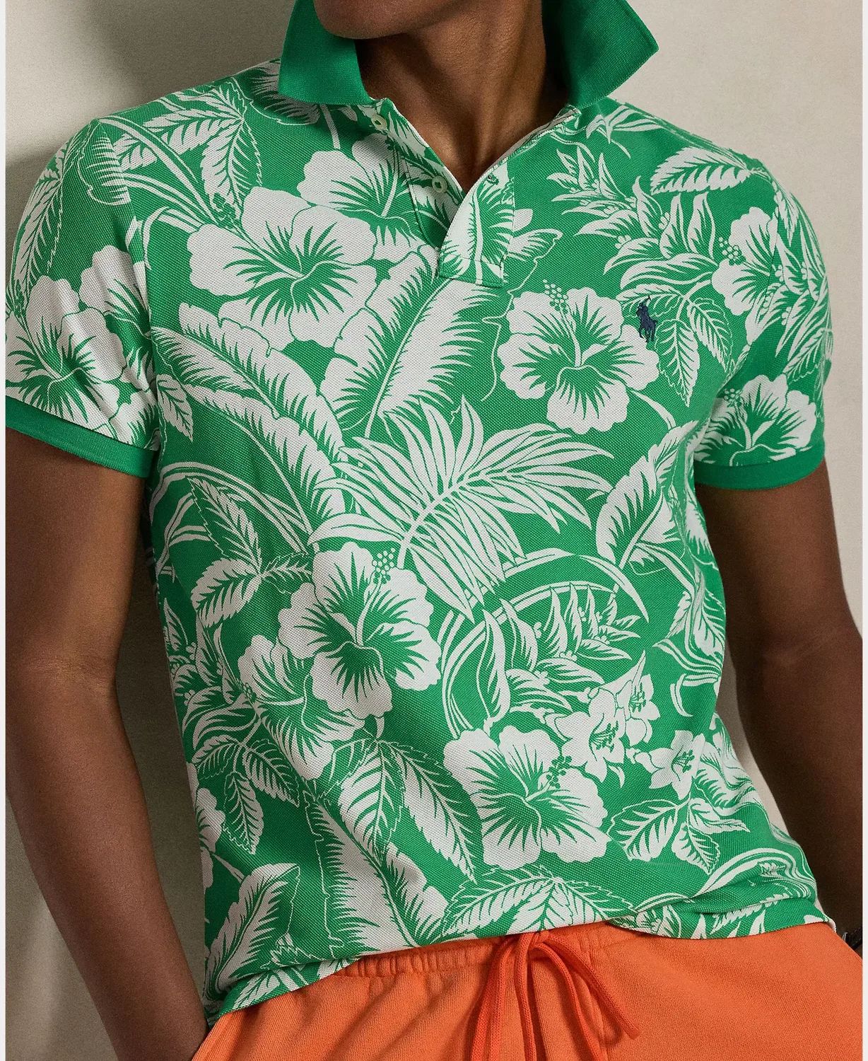 Мужское поло Custom Slim Fit Tropical Piqué Polo Ralph Lauren, Verde Claro — фото 3