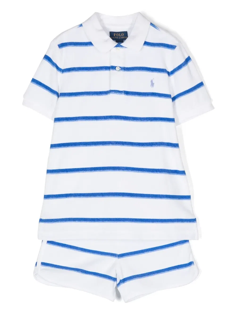 Махровый комплект из шортов и топа в полоску Polo Ralph Lauren Kids, белый