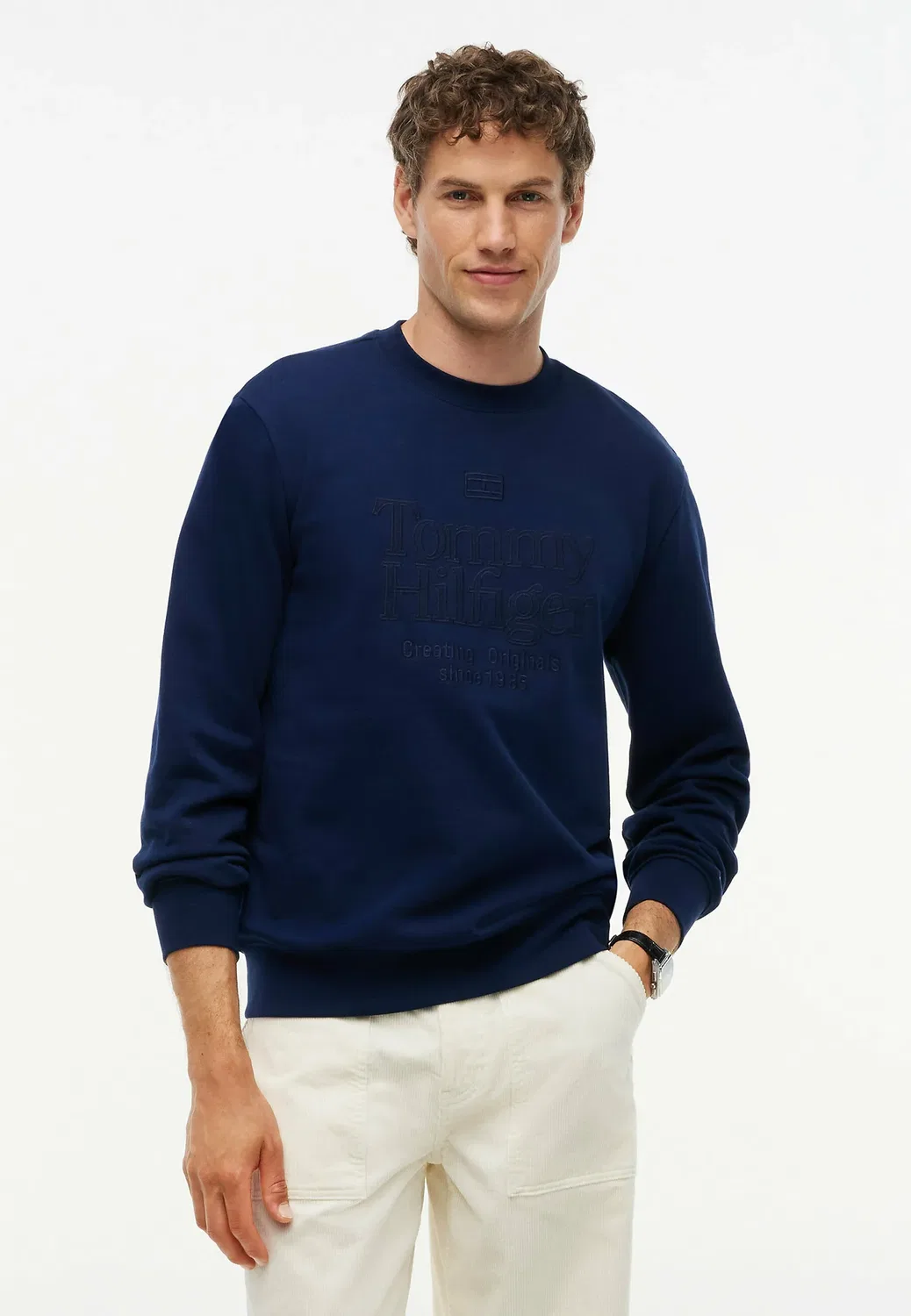 Свободная толстовка с вышивкой логотипа в тон ткани - толстовка Tommy Hilfiger, Carbon Navy
