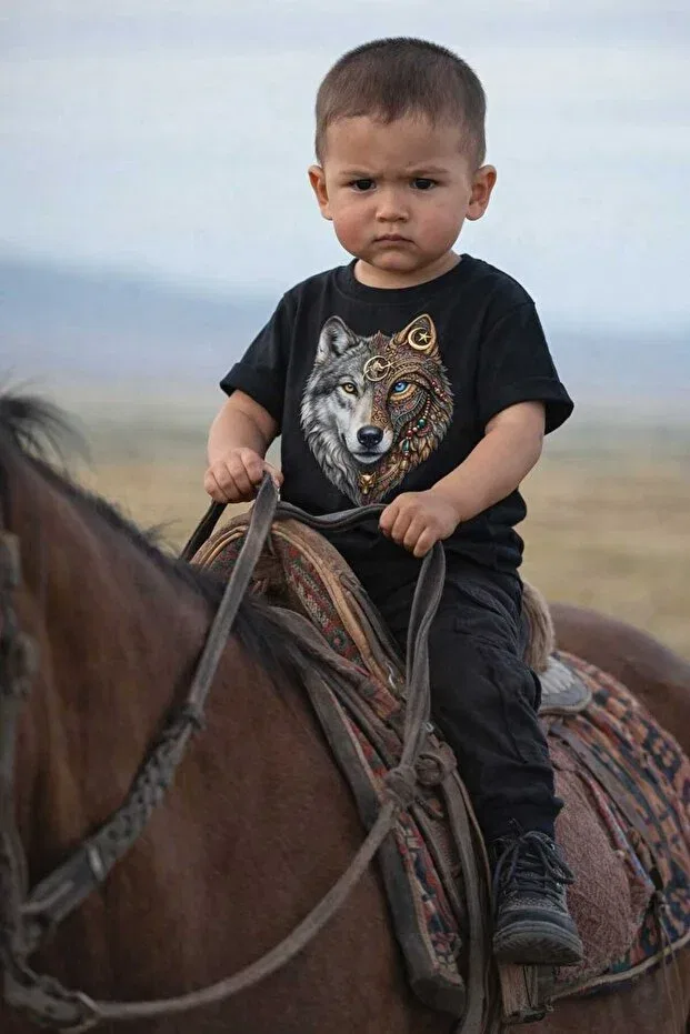Детская футболка для девочек с принтом Turkish children we will raise Türk Boyu, Black — фото 2