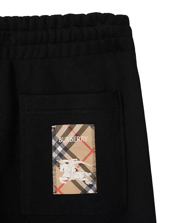 Женские хлопковые брюки свободного кроя Check Label Cotton Jogging Pants Burberry, черный — фото 2