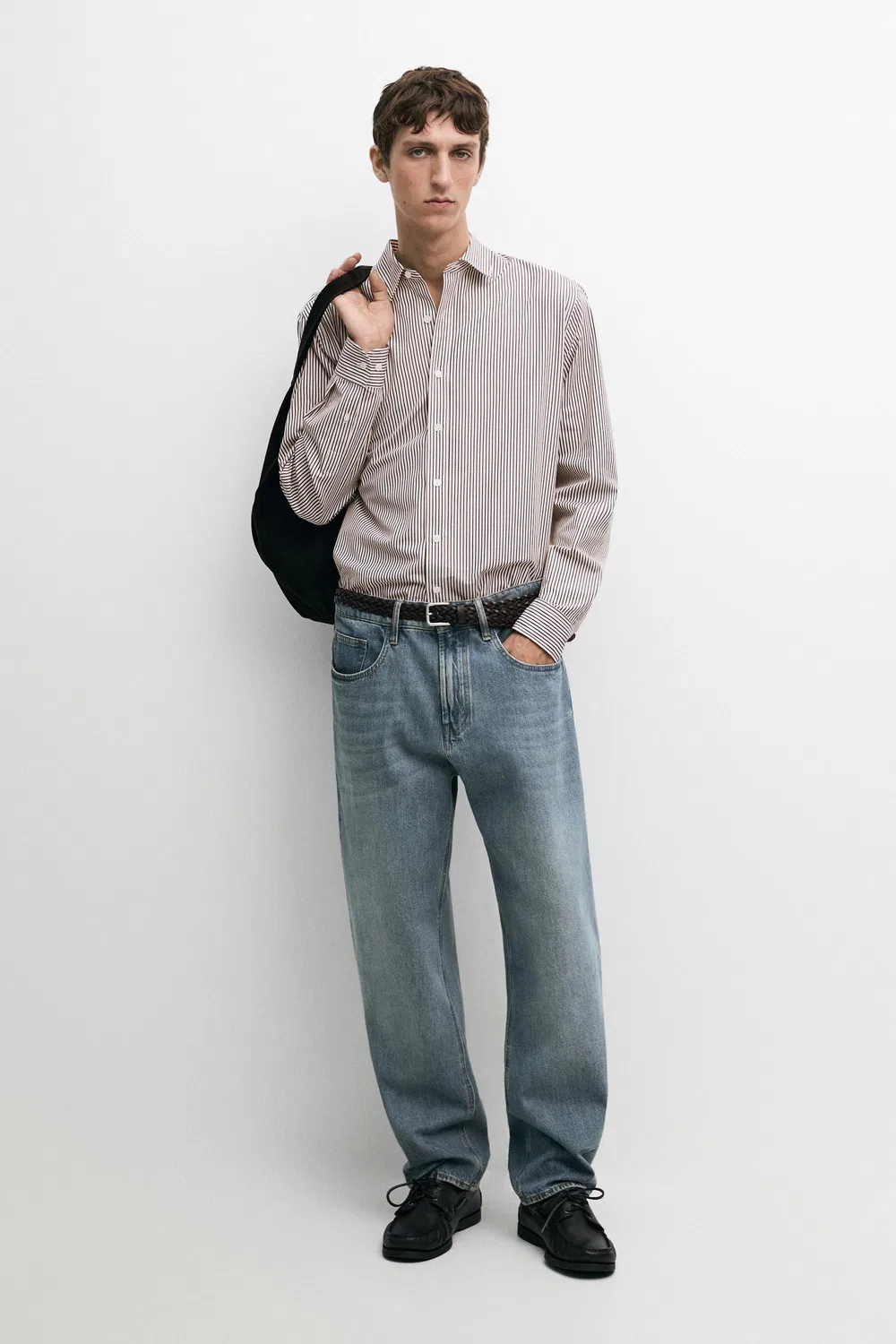 Рубашка Massimo Dutti, полосатая из хлопка, зеленый