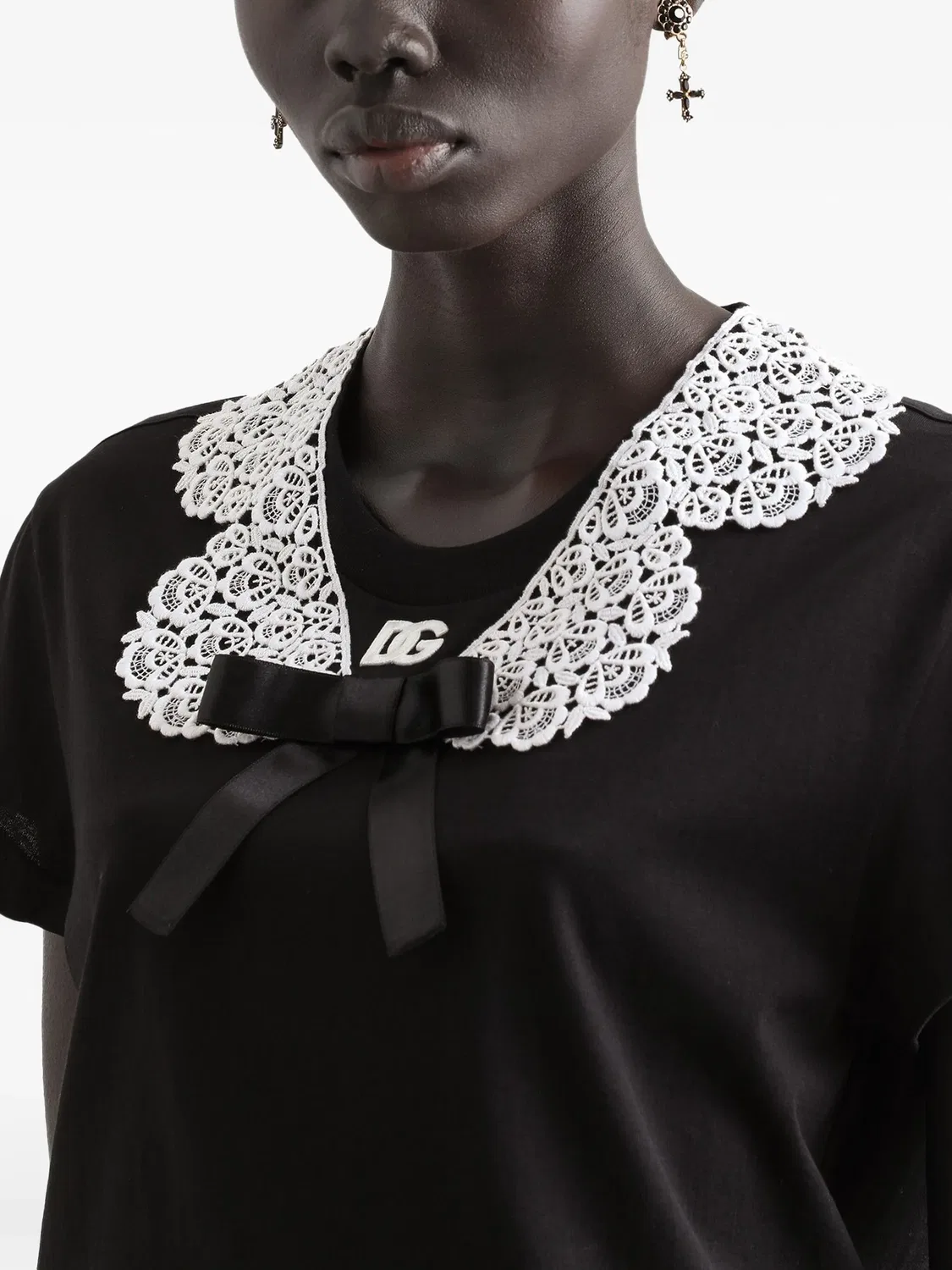 Блузка с кружевной отделкой Dolce & Gabbana, черный — фото 3