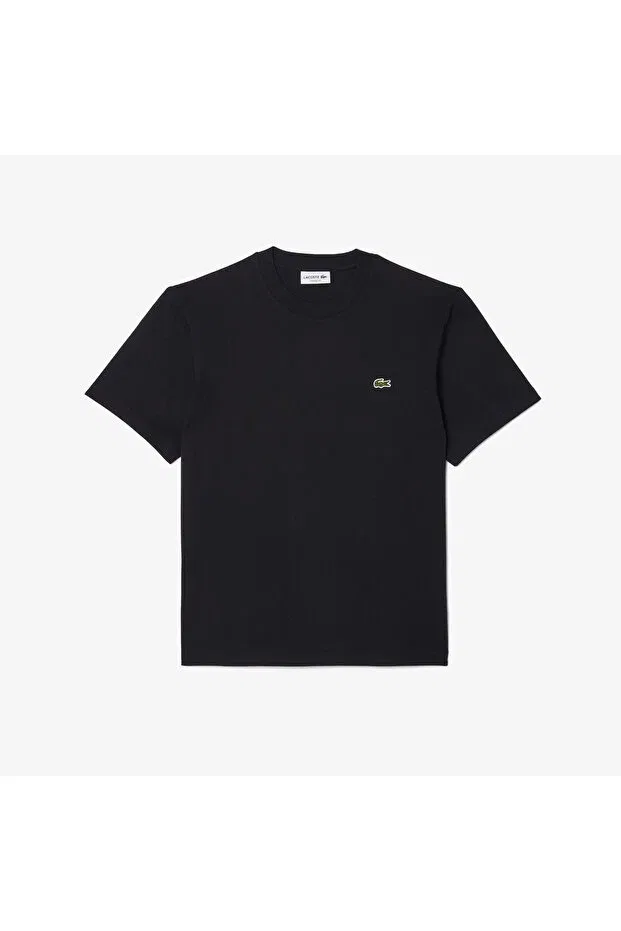 Футболка мужская Lacoste, хлопок, однотонная, черный — фото 4