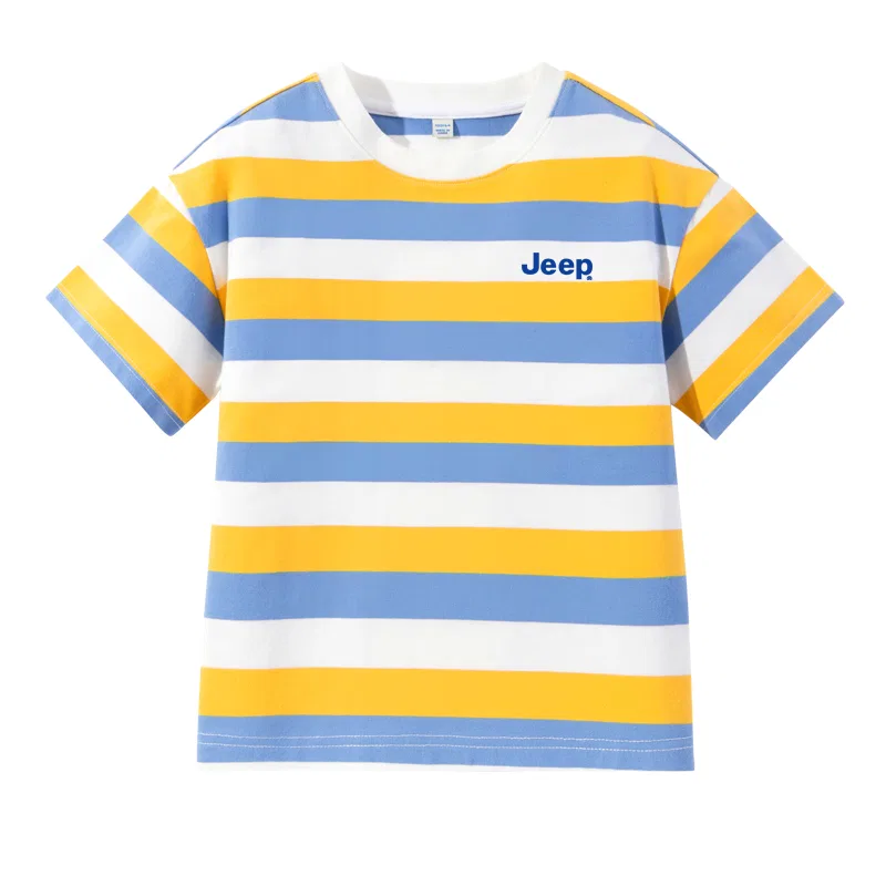 Детская футболка с коротким рукавом Jeep, Yellow Blue White/E Blue Text Label Silicone K