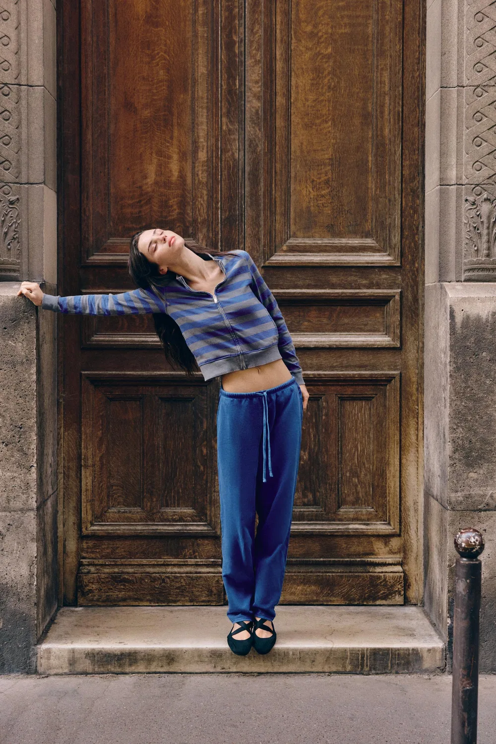 Брюки прямого типа ZARA, Bluish