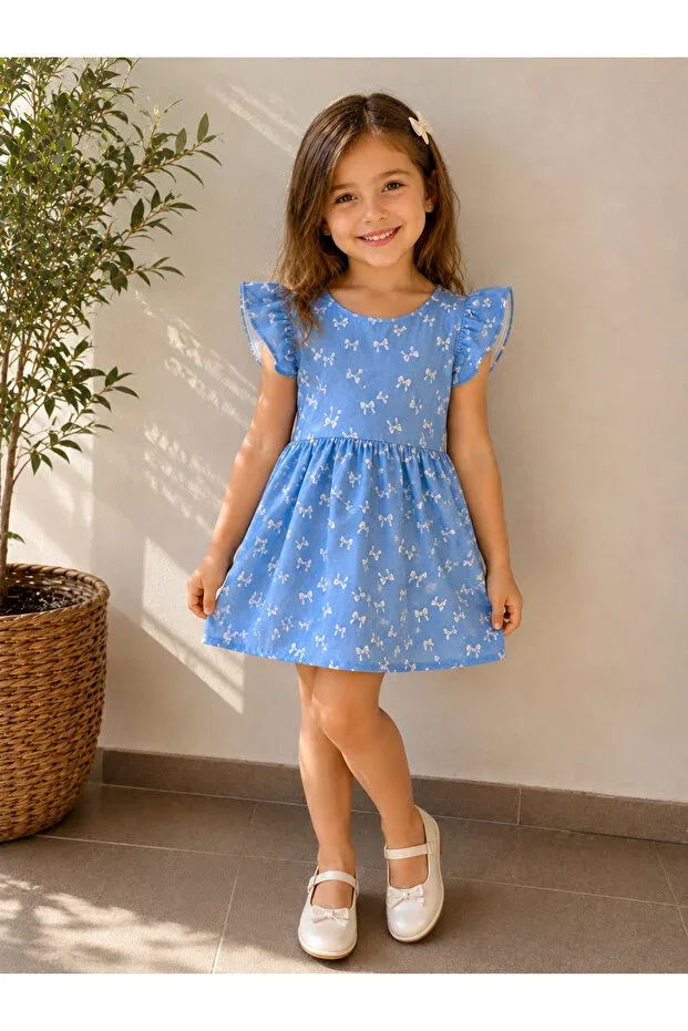 Детское платье для девочек с принтом Summer Dress Özge Başaran, Blue — фото 2