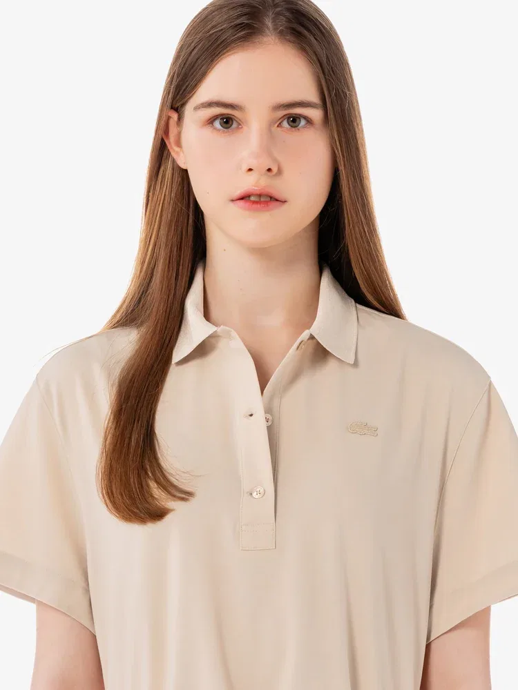 Платье поло LACOSTE Beige, шерстяной бленд, классический крой — фото 2