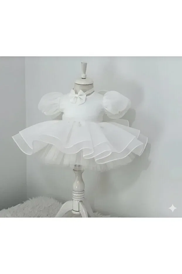 Детское платье для девочек с коротким рукавом Butterfly Mirace Styl, White — фото 3
