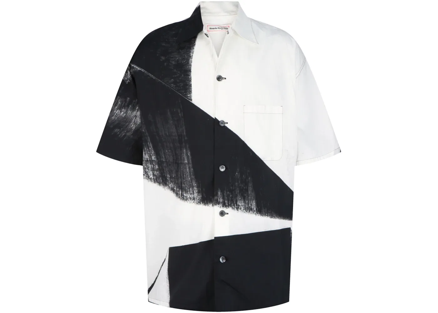 Мужская рубашка с принтом Brushstroke Alexander McQueen, Black White