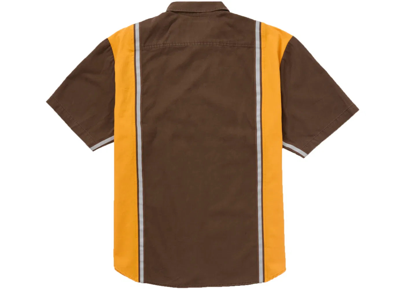 Мужская рубашка с принтом Supreme Reflective Stripe S/S Work Shirt, Brown — фото 2