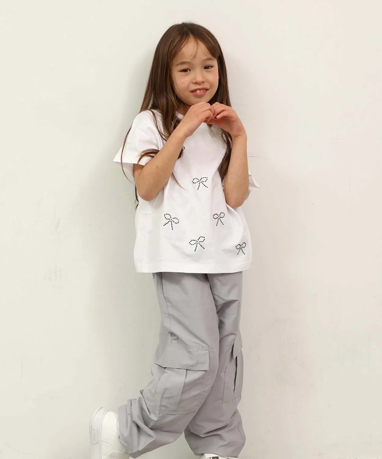 Детская футболка с принтом, короткая, с моделью Line Stone THE CASUAL, White — фото 2