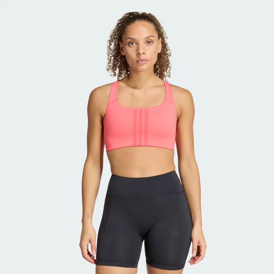 Спортивный бюстгальтер-бралетт ADIDAS PERFORMANCE 'Optime' малинового цвета — фото 2