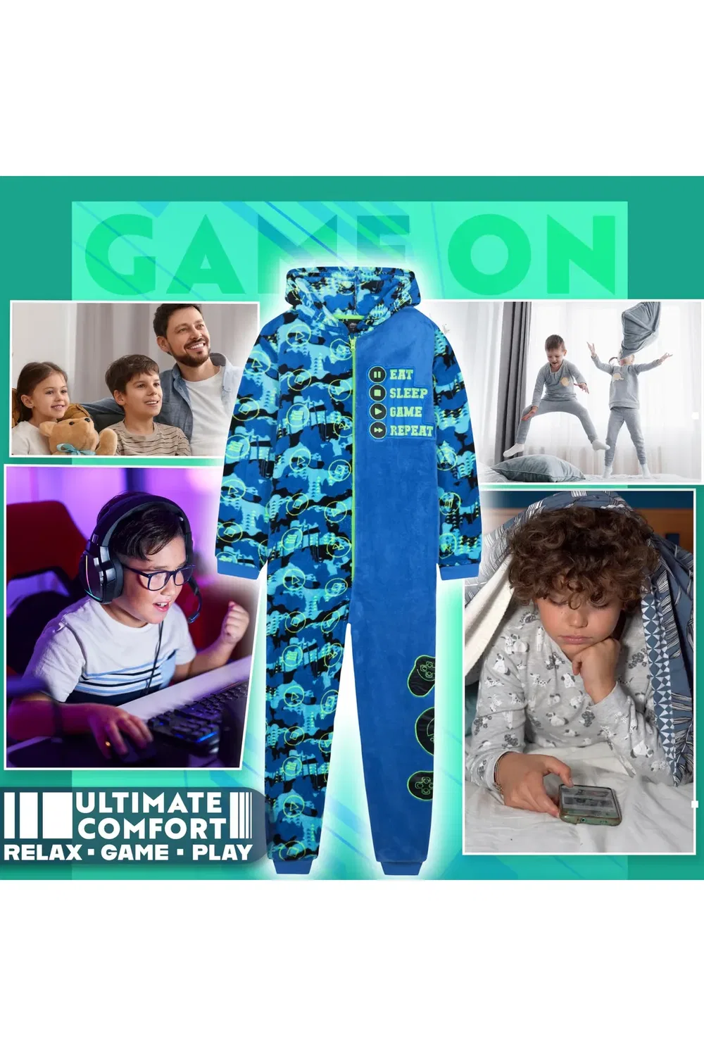 Детский игровой комбинезон-слип с капюшоном Citycomfort, Blue — фото 3