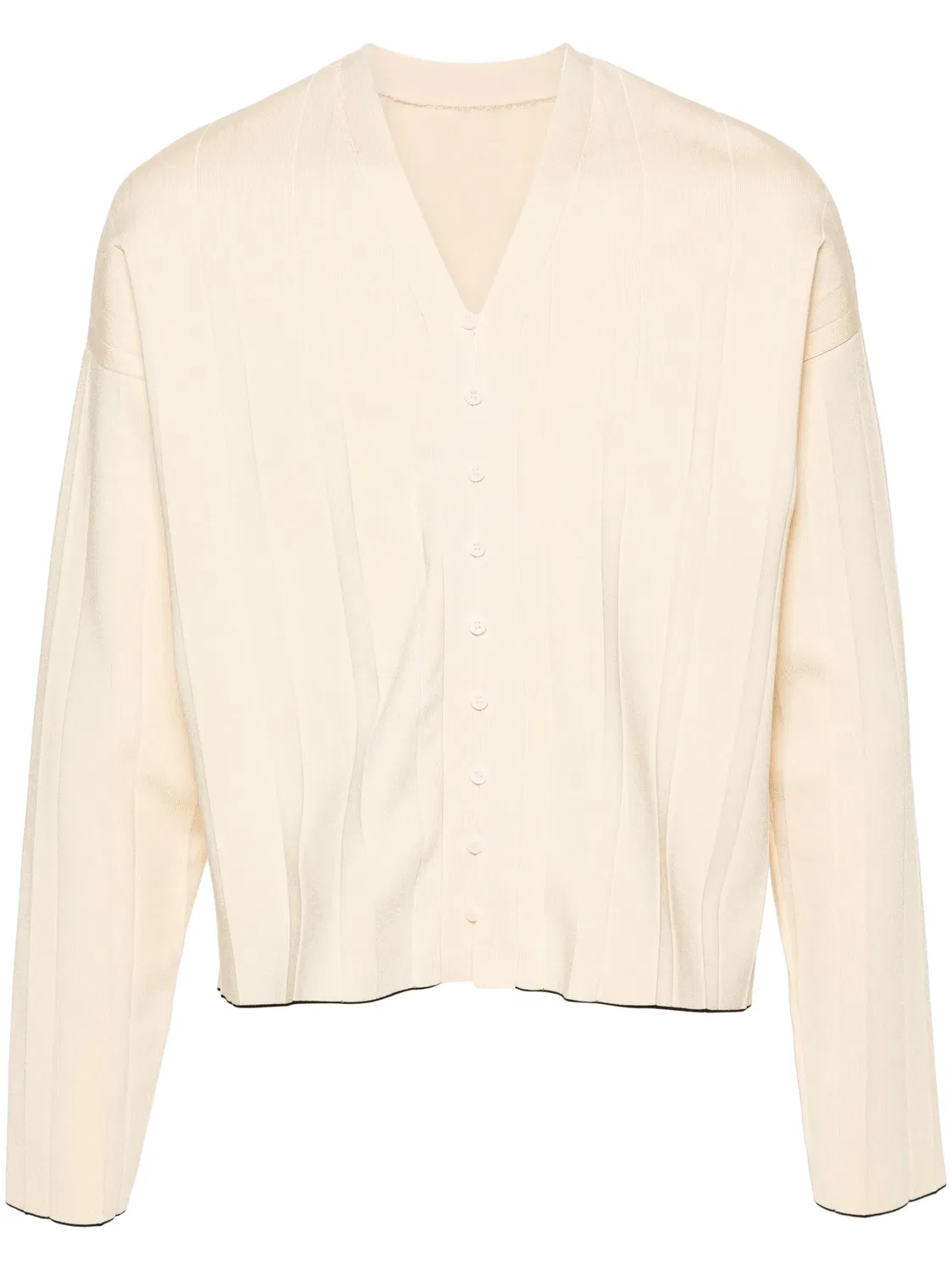 Плисе кардиган с рибаной Jacquemus, нейтральный