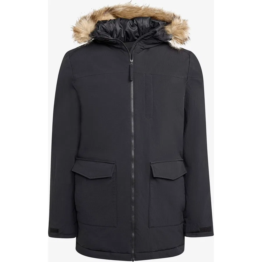 Мужская зимняя куртка-парка с капюшоном из полиэстера, модель Paveric Climawarm, adidas, Черный — фото 4