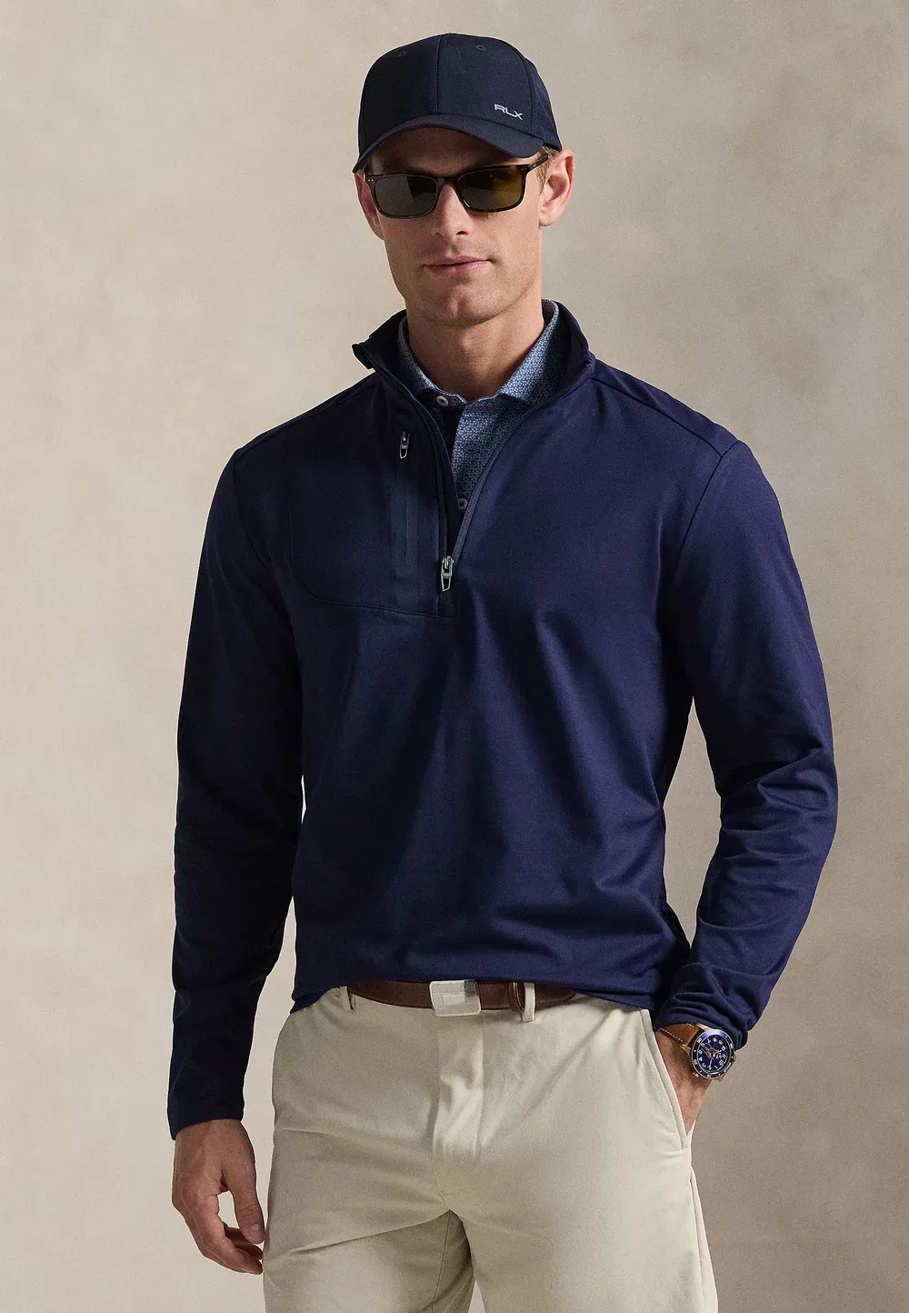 Классический крой, эластичный трикотаж, футболка с длинными рукавами Polo Ralph Lauren, Refined Navy