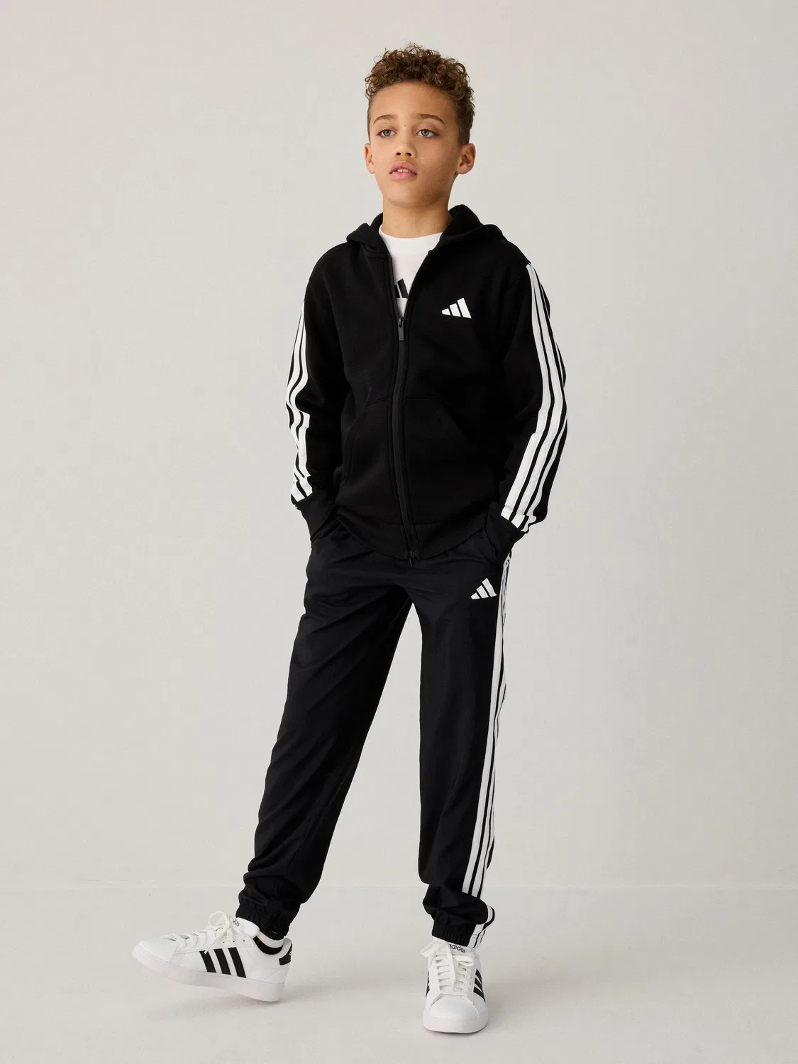 Худи на молнии, флис adidas, черный — фото 2