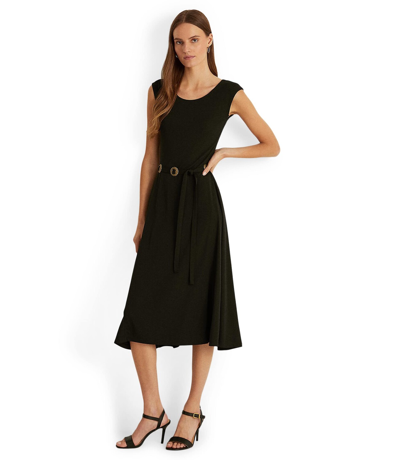 

Платье LAUREN Ralph Lauren, Belted Jersey Cap-Sleeve Dress