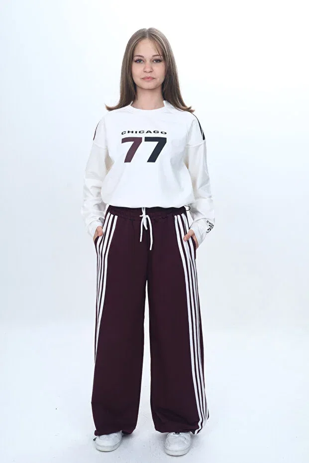 Детский спортивный комплект для девочек хлопковый Eşt-4035-372 Joui Co, Purple-White
