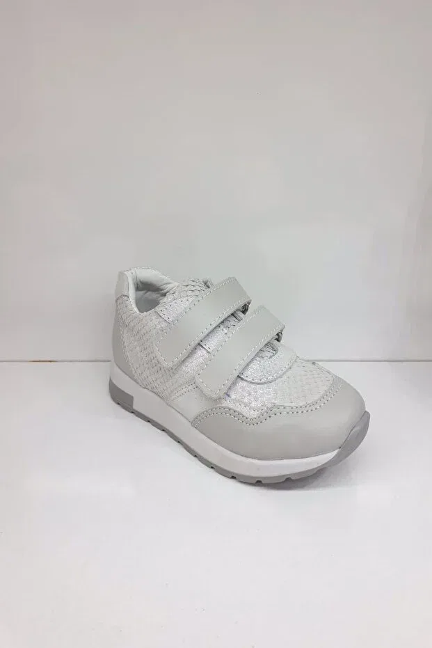 Детские кожаные ортопедические повседневные кроссовки для девочек Kinderin, Silver