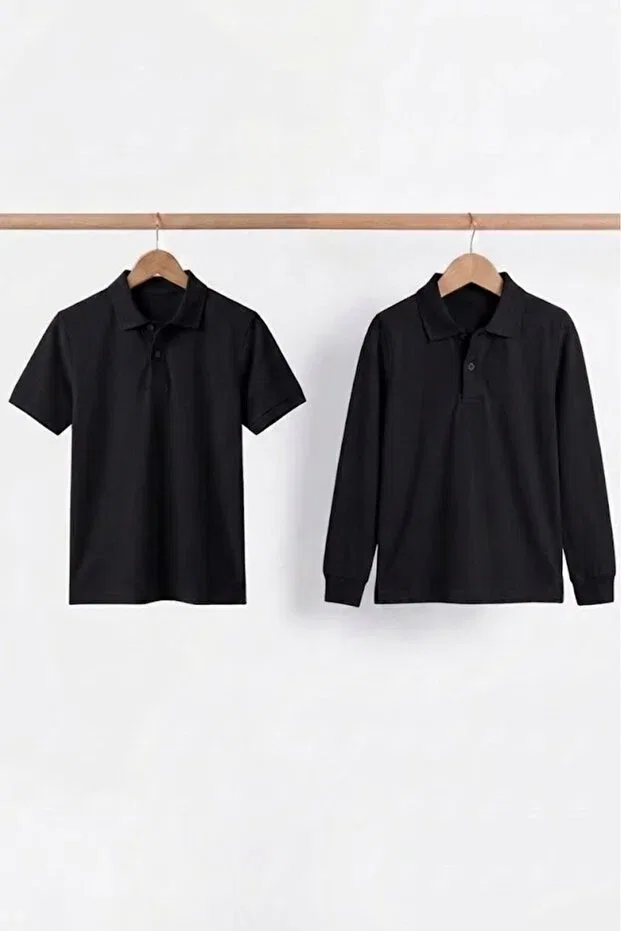 Детский комплект из 2 футболок с поло-воротником Nacar Store, Black — фото 3