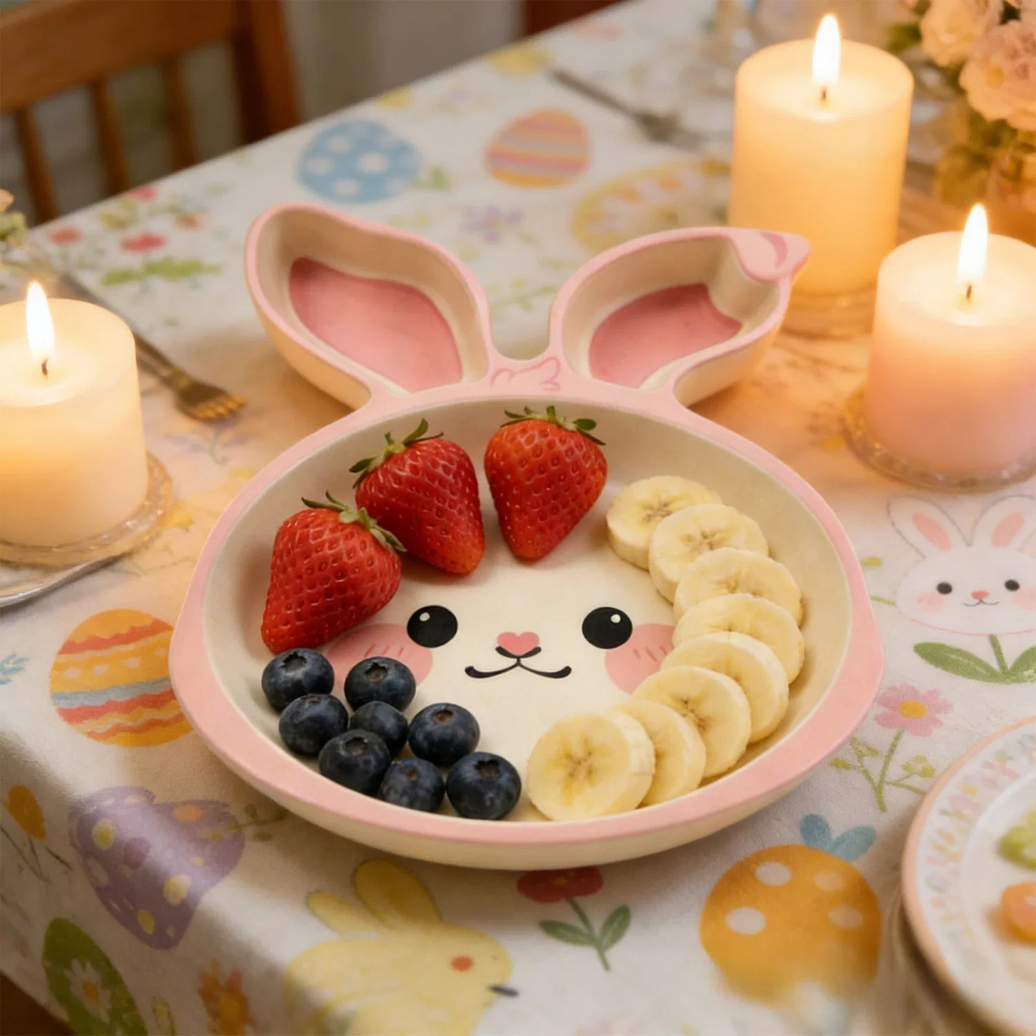 Тарелка детская 3-секционная Easter Bunny, 24.7x18.4 см, Btomtd, pink — фото 2
