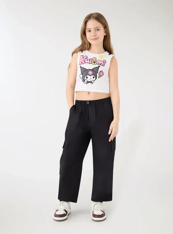 Топ с принтом Hello Kitty Stampa Terranova, Optical White, белый