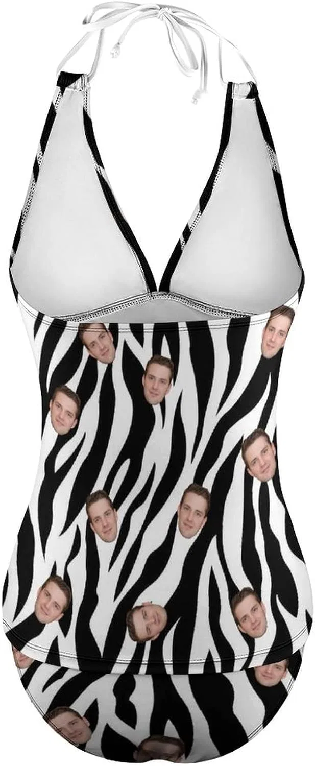 Женский танкини с V-образным вырезом Two Piece Swimsuit, Zebra Stripes — фото 4