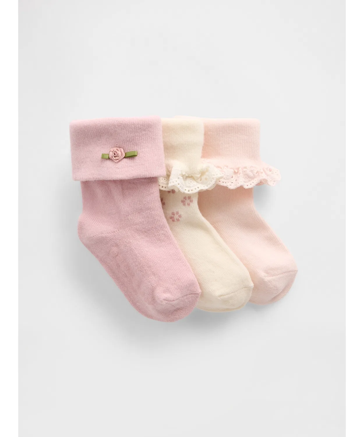 Детские носки с отворотом, комплект из 3 пар, Fold Over Socks GAP, Pink