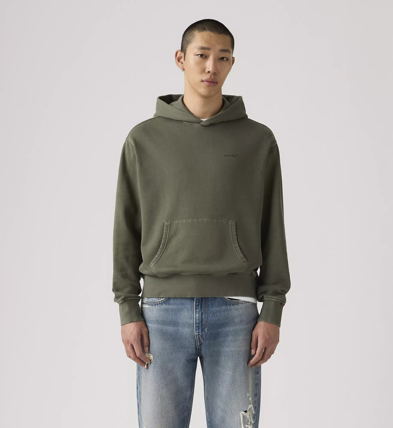 Худи Levi's Authentic Garment Dye, зеленый — фото 3