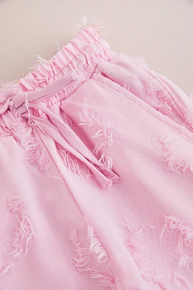 Детские брюки для девочек с принтом Palazzo Tassels Fulla Moda, Pink — фото 4