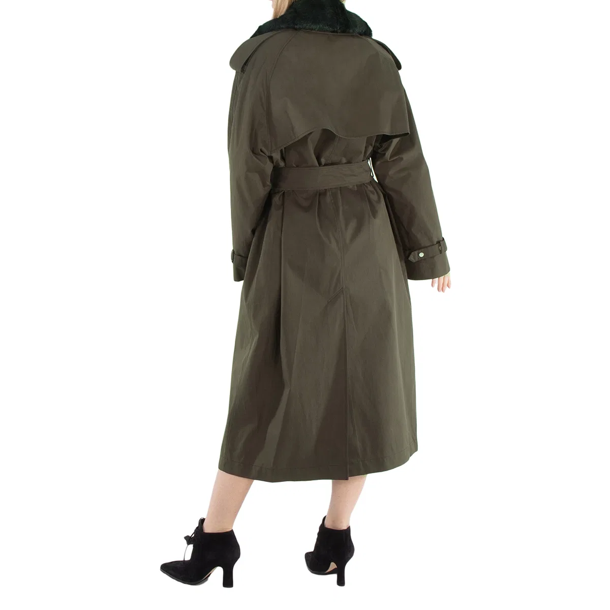 Тренчкот с поясом High Neck Check Print Burberry, Otter/Dark Green — фото 4