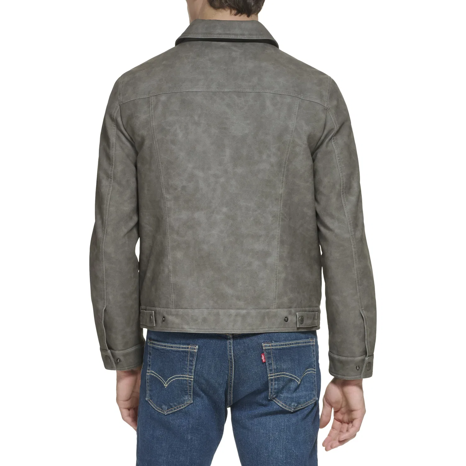 Мужская куртка с подкладкой из шерпы Levi's Faux Leather Sherpa Lined Trucker Jacket, bright grey (ral 7035) — фото 2