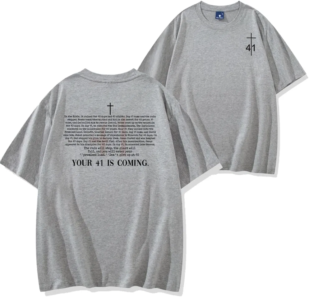 Женская футболка с принтом Letter Print Your 41 is Coming, Grey