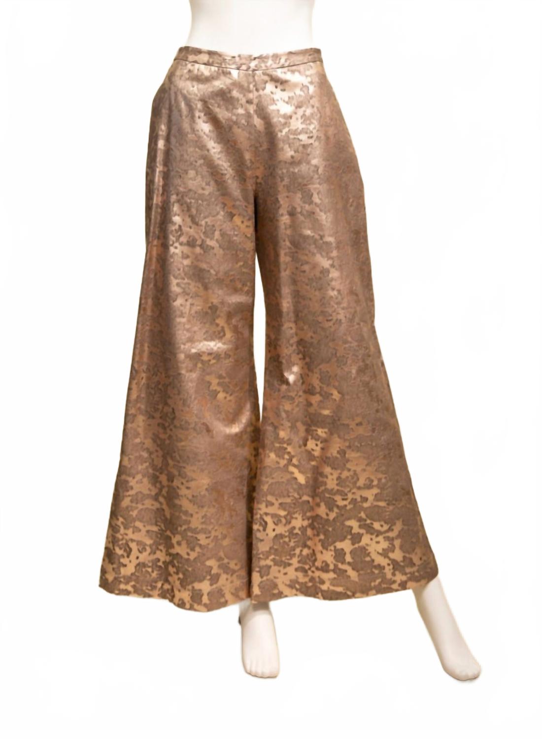 

Женские джинсовые брюки-палаццо с фольгированной отделкой цвета розового золота Samuel Dong, розовый