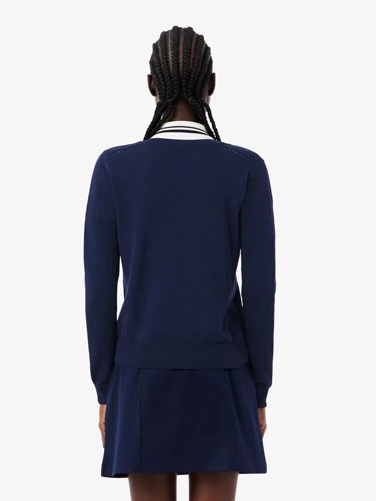 Свитер женский LACOSTE Light Cotton, V-образный вырез, Navy — фото 3