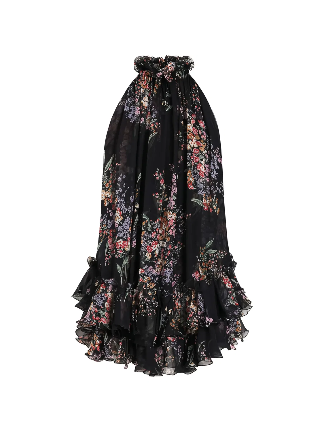 Платье мини с рюшами и цветочным принтом Dolce & Gabbana, черный