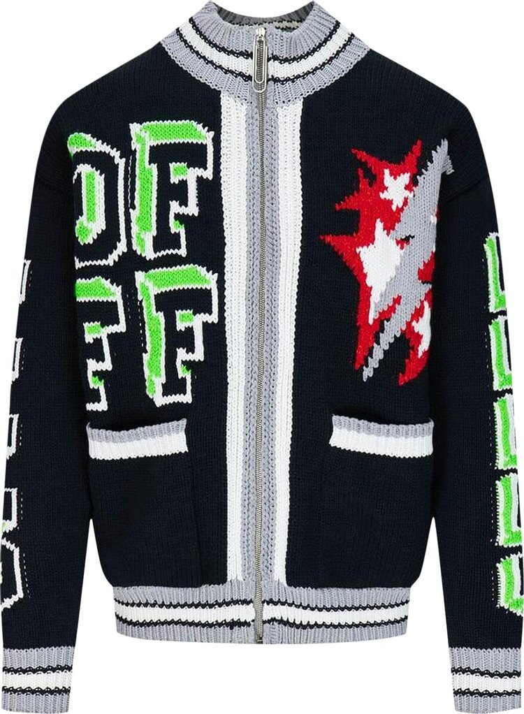 

Бомбер Off-White Intarsia Knit Bomber 'Black/Multicolor', черный