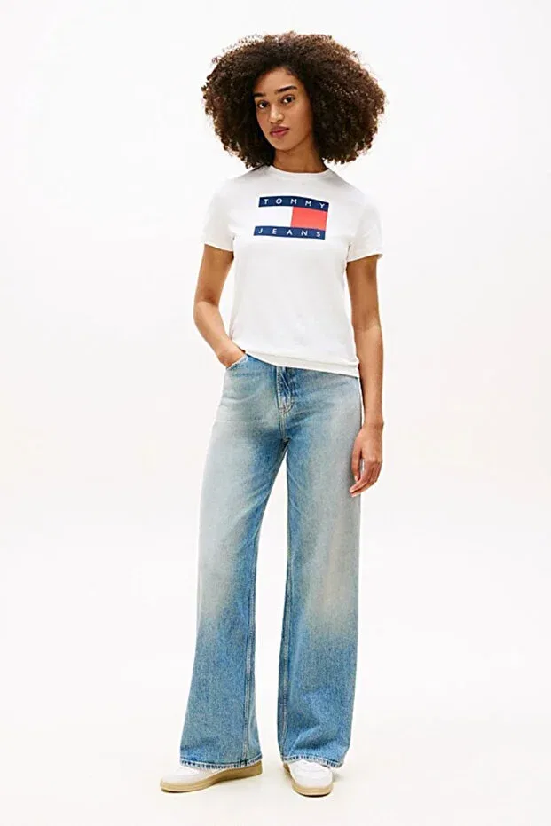 Женская хлопковая футболка с принтом Tommy Hilfiger, Ecru — фото 2