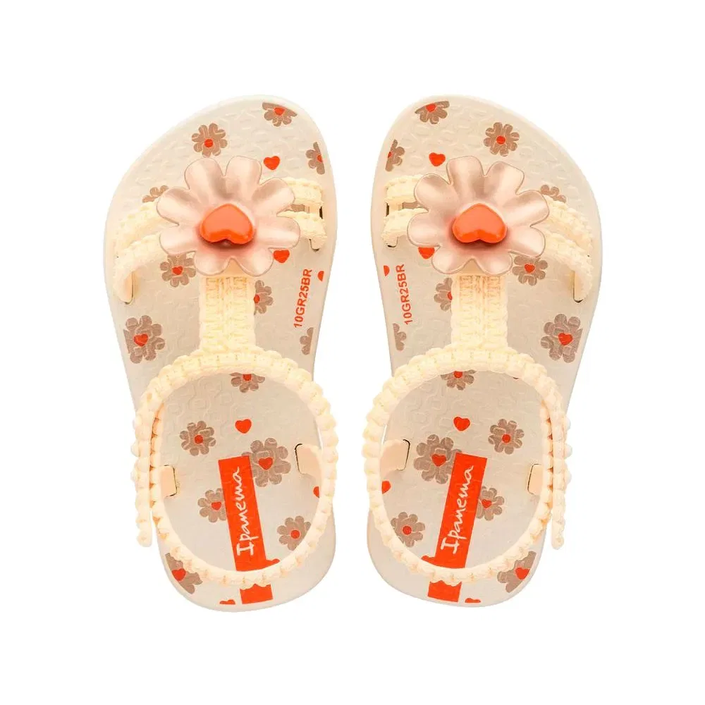 Детские сандалии для девочек с цветочным аппликацией Daisy Ipanema, Beige — фото 3