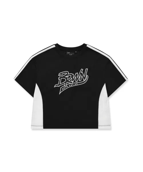 Детский комплект из топа и шорт с принтом Mesh Mix Crop Tee Setup BROWNBREATH KIDS, Black — фото 3
