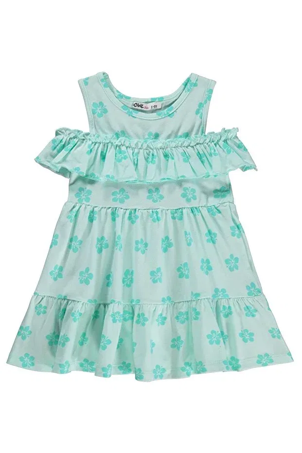 Детское платье для девочек с принтом Floral Patterned Layered Dress Civil Girls, Open Mint