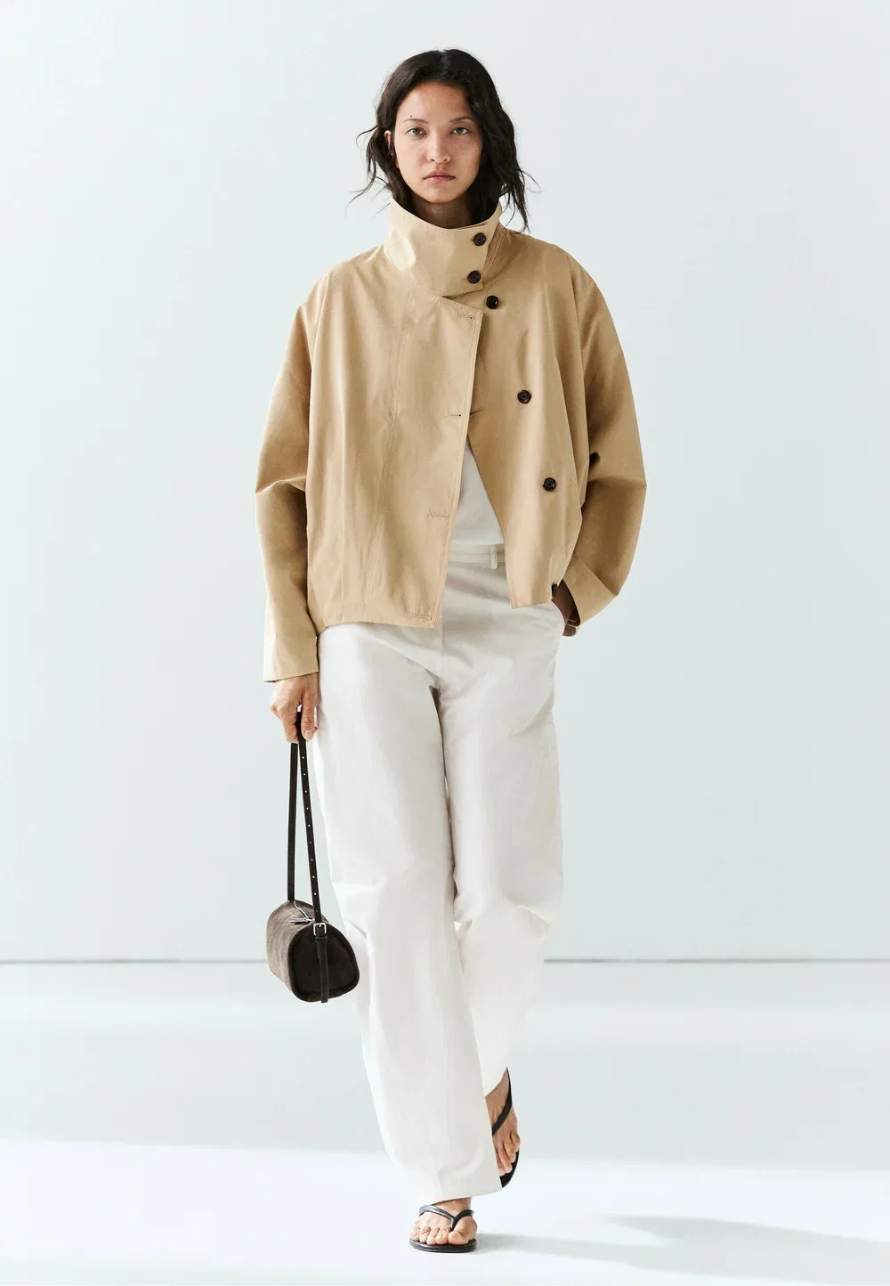 Куртка-Бомбер со складками и воротником-стойкой - куртка-бомбер Massimo Dutti, Light Brown — фото 2
