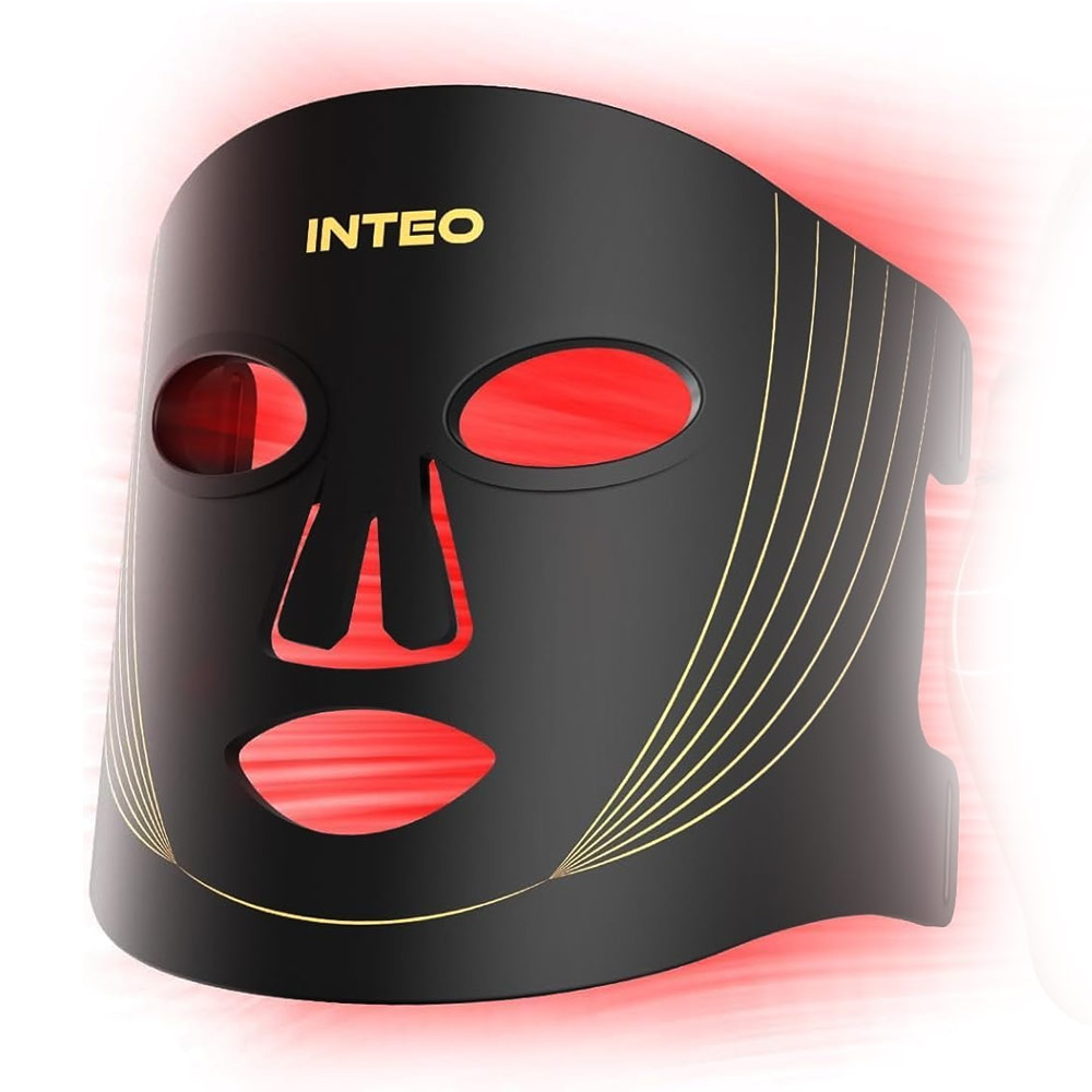 

Светодиодная LED маска для лица INTEO, красный+инфракрасный диапазон, 3 режима, чёрный-золотой