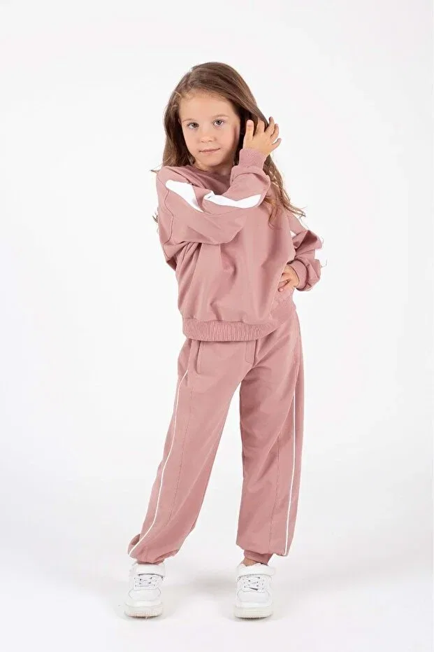 Детский комплект свитшот-брюки для девочек с принтом Mnk Baby&Kids, Powder — фото 2