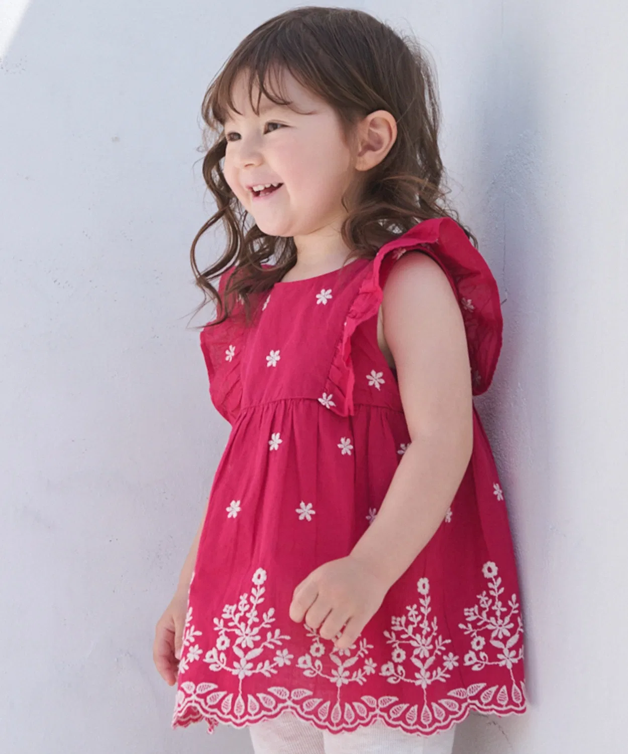 Детская туника из индийского хлопка с вышивкой, модель Indian Cotton Embroidered Tunic, petit main, Ivory — фото 3